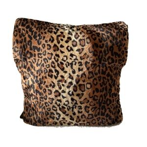 Leopard Print Faux Fur Pillow Cover - Brown & Black